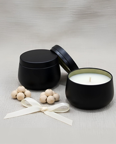 Black Tin Scented Jar Candle | Coconut-Soy Wax