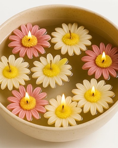 Floating Flower Candles – Set of 8 Daisy-Shaped Decorative Candles for Bowl Decor