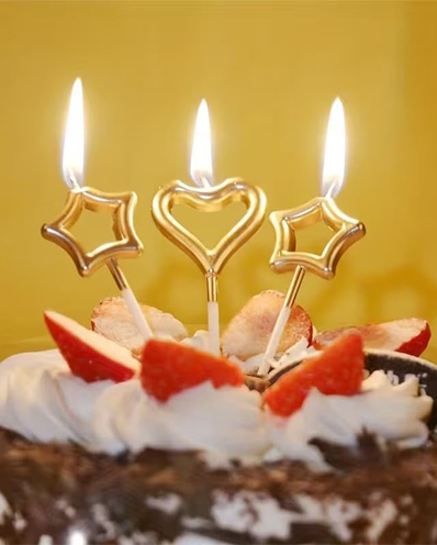 Golden Heart & Star Shaped Stick Candles
