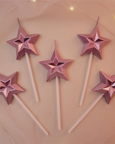5pcs Pink Star Shaped Sparkler Birthday Candles for Cake