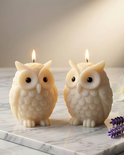 Owl Shaped Scented Candle Set of 2
