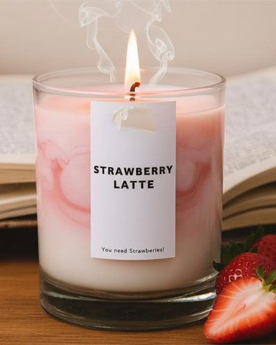 Iced Strawberry Latte Scented Jar Candle