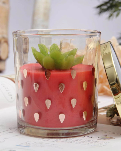 Christmas festive Scented 1 Wick Strawberry Abstract Geometric Jar Candles