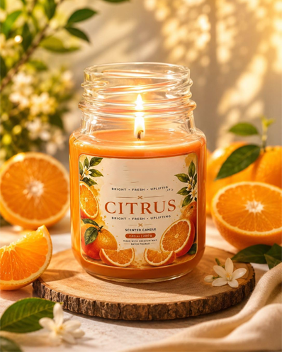 Citrus Scented Jar Candle, Orange,3oz, Glass Jar with Lid, Home Fragrance