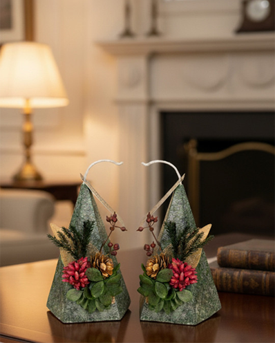 Christmas tree aromatic set of 2 dry flower candle