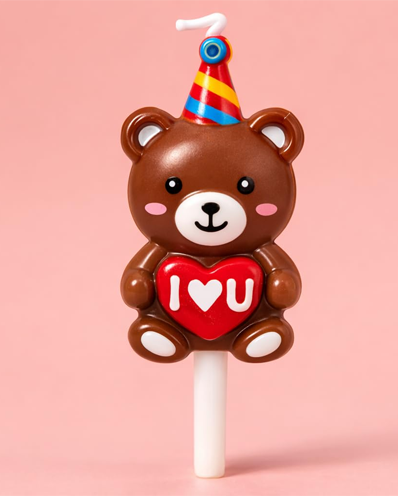 Cute Teddy Bear Birthday Cake Candle