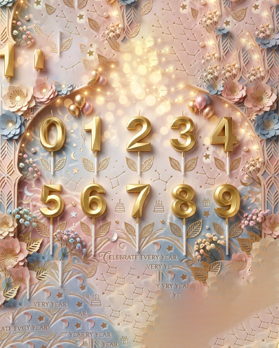 Premium 5 Number Birthday Candle, 3D Glitter Cake Candles
