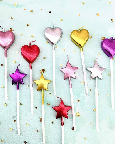 10 Cute Heart Shaped and Star Birthday Candles