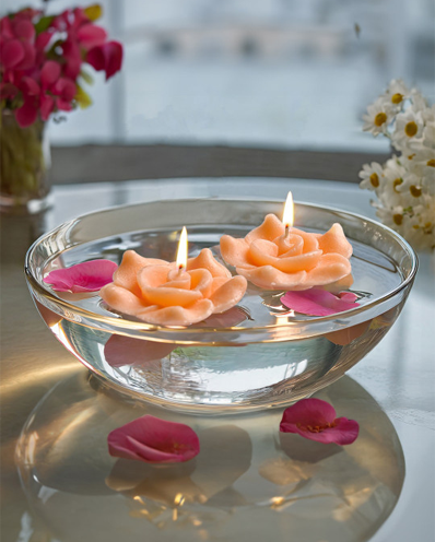 Homefragrances Aromatic Floating 2Pcs Peach Pomogrenate Solid Flower Regular Candles