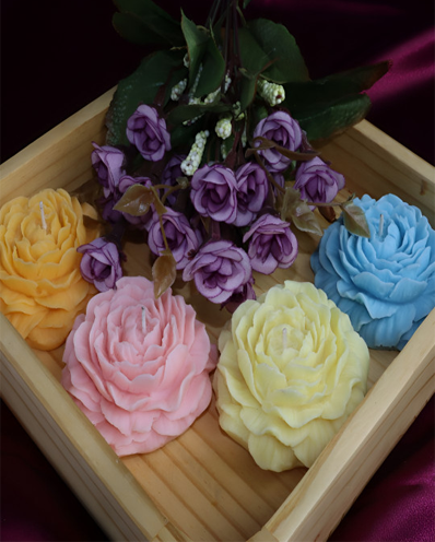4Pcs Smokeless Scented Solid Flower Regular Floating Candles
