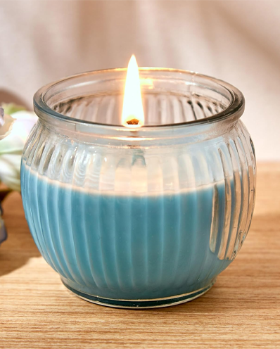 Refresh Blueberry Scented Ribbed Jar Candle