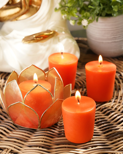 Orange 4 Pieces Scented Pillar Candle