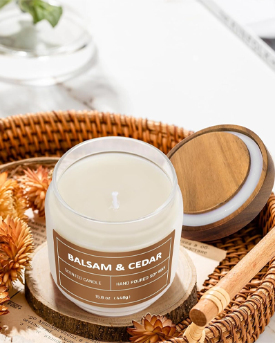 Balsam & Cedar Candle, 15.8oz Large Pine Scented Candles
